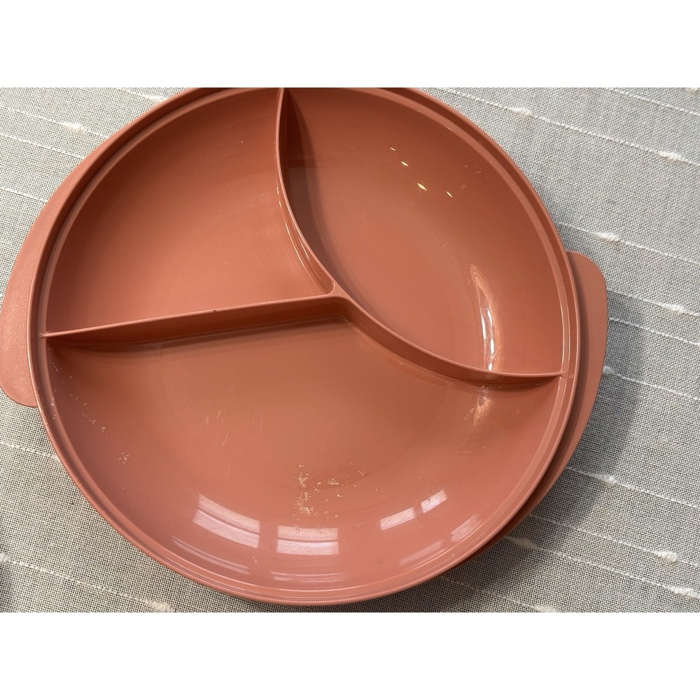 Vintage Tupperware Reheatable Divided Dish w/Lid Microwave #2604B Dusty Rose
